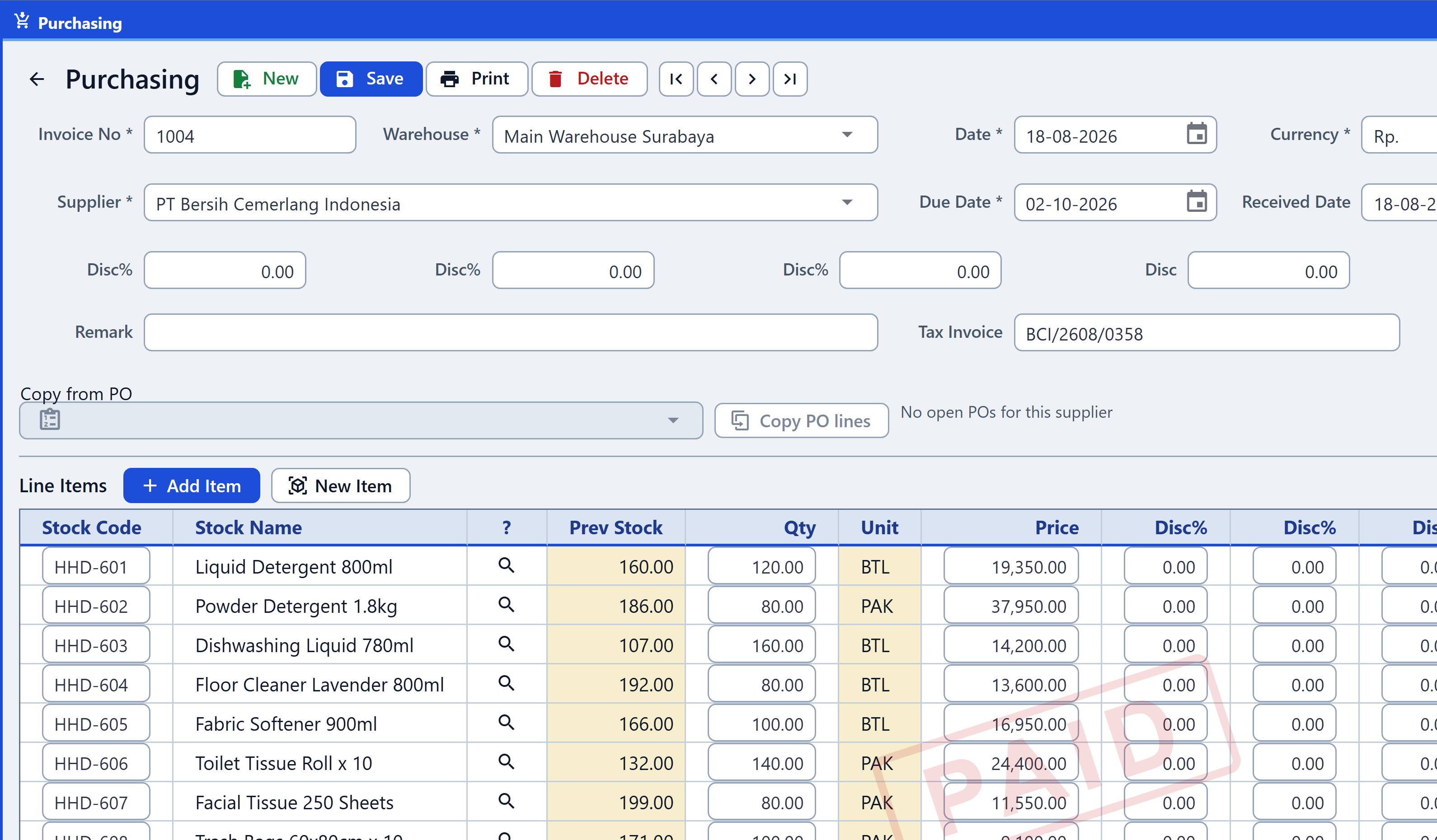 The Purchasing screen in program.id